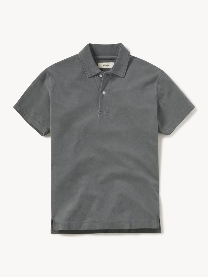 Faded Black Venice Wash Sueded Cotton Polo