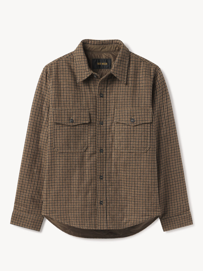 Golden Brown Gun Club Check Wool Plaid CPO Jacket
