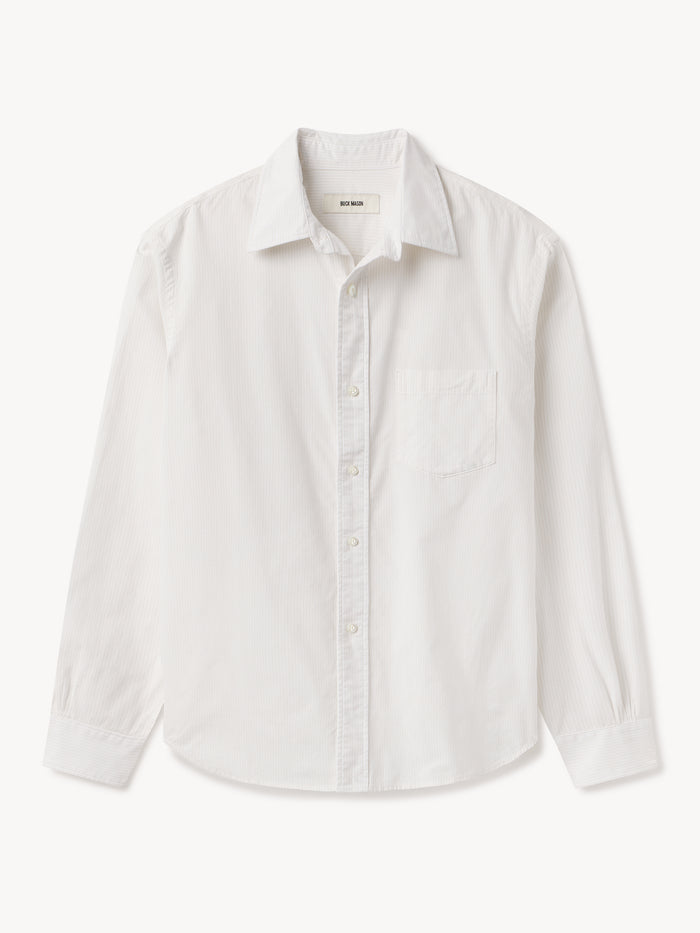 White/Oyster Pencil Stripe Wornwell Single Needle Dress Shirt