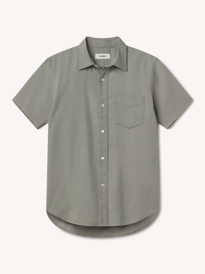 Grey Sea Draped Twill S/S One Pocket Shirt