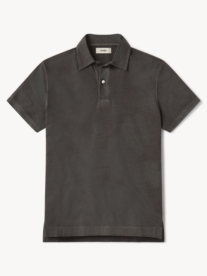 Slate Grey Venice Wash Sueded Cotton Polo